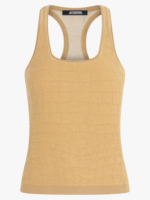 JACQUEMUS LE DABARDER SCALA S/LESS TOP | CAMEL