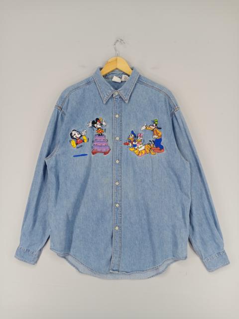 Other Designers 💥RARE💥Vintage 90s Disney Embroidery Button Ups Denim Shirt