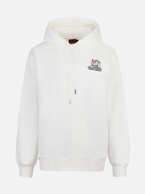 EVISU Logo and Fortune Cat Embroidery Oversized Hoodie
