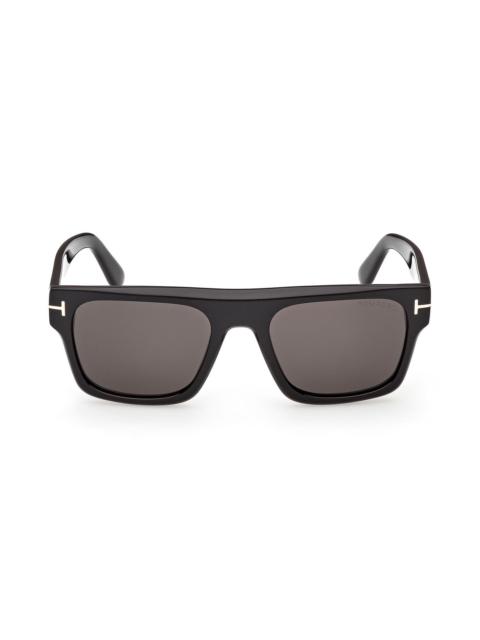 TOM FORD TOM FORD Cyrus 53mm Square Sunglasses in Shiny Black /Smoke at Nordstrom