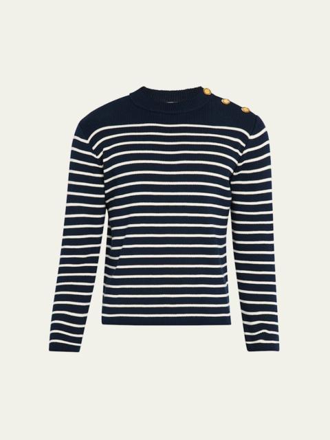 Valentino Men's Striped Button-Shoulder Sweater