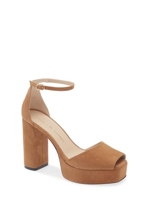 Stuart Weitzman Stuart Weitzman Sabrina Platform Ankle Strap Sandal in Toasted Almond at Nordstrom