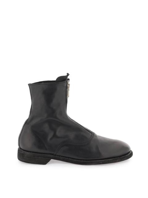 Guidi Front Zip Leather Ankle Boots Women