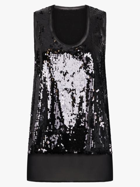 Comme Des Garçons FISHSCALE SEQUIN OVERLAY S/LESS TOP | BLACK