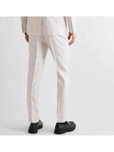 SAINT LAURENT SS21 Parasol Jacquard Wool & Silk Slim Men's Pants