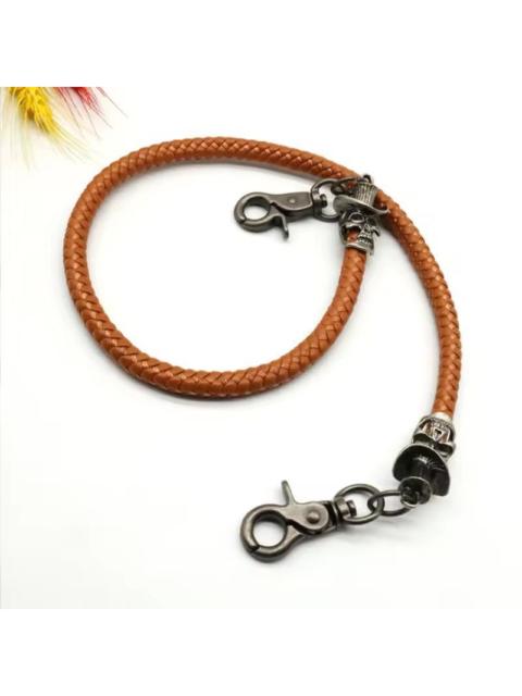 Other Designers Jewelry - SKULL Braided Leather Wallet Chain - Biker Rocker Style