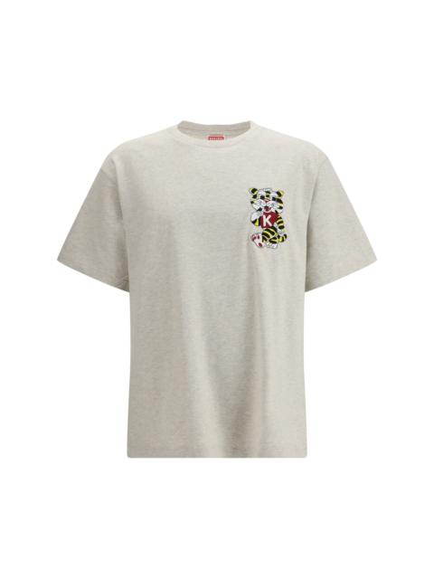 KENZO Kenzo Wild Tiger Motif Oversized T-shirt Pale Grey