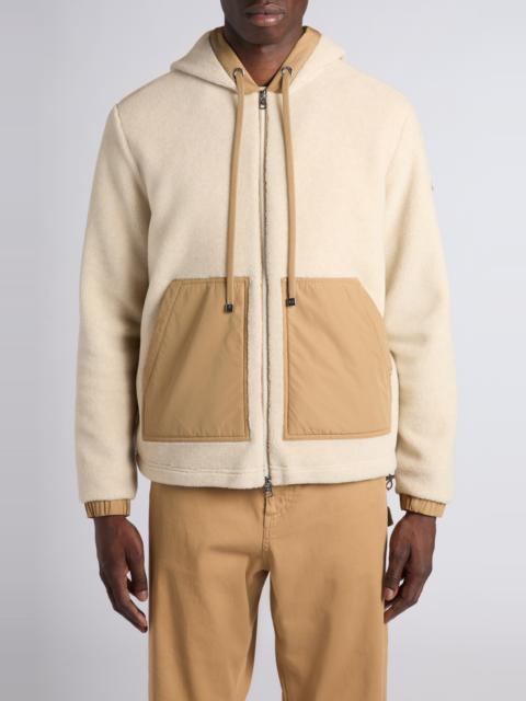 Moncler Moncler Mixed Media Zip Hoodie in Golden Sand at Nordstrom
