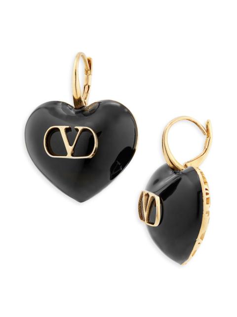 Valentino Valentino Garavani Coeur Royal Drop Earrings in Oro/Nero at Nordstrom