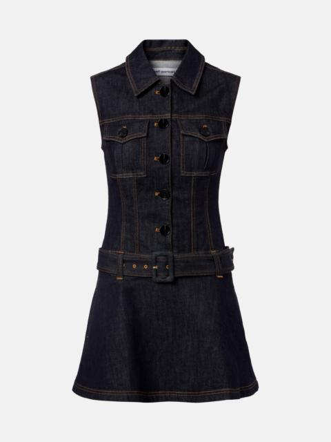 self-portrait Belted denim minidress