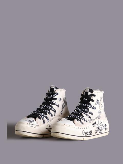 R13 Kurt High Top Sneaker - Ecru Graffiti | R13 Denim Official Site