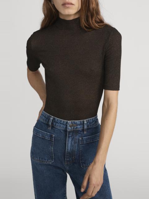 FRAME FRAME The Metallic Mock Neck T-Shirt in Americano at Nordstrom