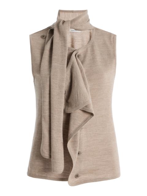 Lemaire Ruffled Wool-Blend Sleeveless Cardigan taupe