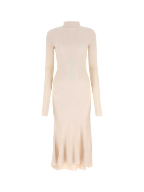 strapless open back dress Pink Satin A-Line Floor-Length Evening Gown with Slit Strapless Prom Dress, Pink / 8