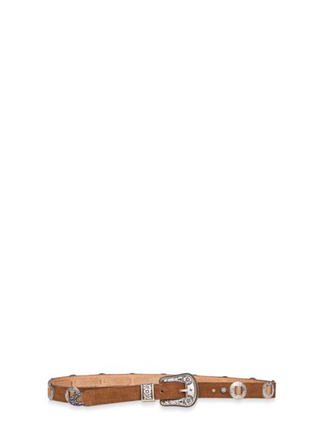Golden Goose Golden Goose Women Hazelnut Nubuck Lace Thin Belt With Inlays