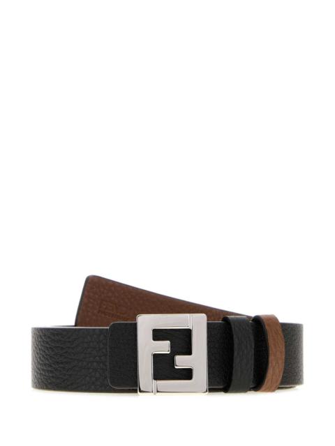 FENDI Fendi Men Black Leather Reversible Belt