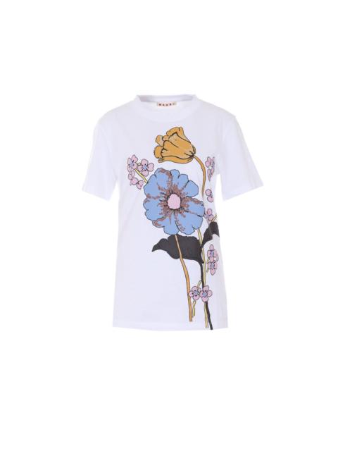 Marni Marni Women T-Shirt With Floreal Print And Logo