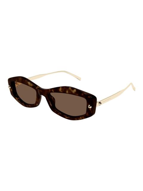 Alexander McQueen Alexander McQueen Brown Geometric Ladies Sunglasses AM0482S 002 55