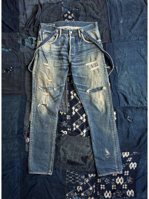visvim VISVIM 19AW TRAVAILLER BRACES DRY DENIM-7 DRY7 FIL Limited Edition Washed Distressed Overalls