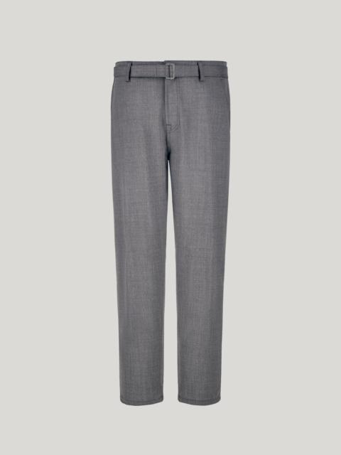 Canali GRAY MELANGE BI-STRETCH WOOL CARROT FIT CHINOS WITH FABRIC BELT