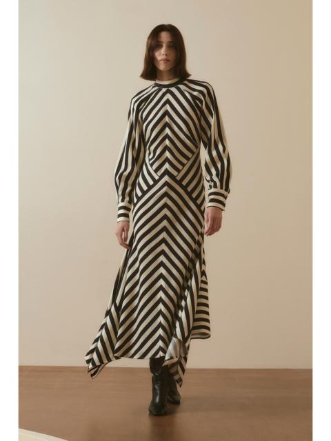 KAREN MILLEN Mono Fluid Stripe Cotton Mix Woven Maxi Dress