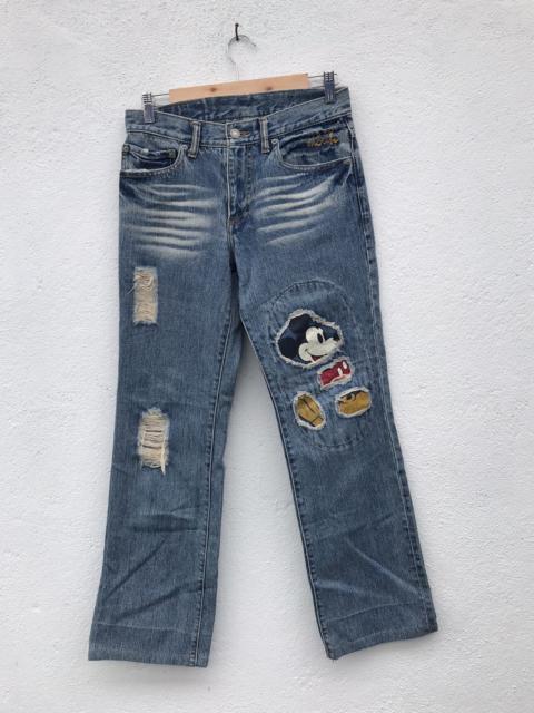 Other Designers Mickey Mouse - Mickey Mouse by Disney Patch Work Distressed Jeans