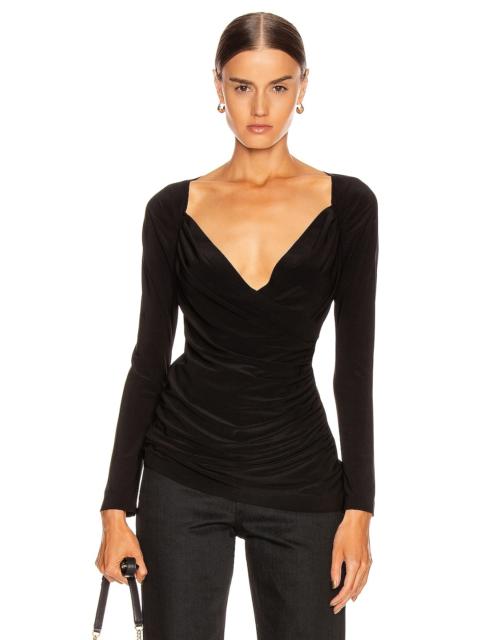 NORMA KAMALI Long Sleeve Sweetheart Side Drape Top