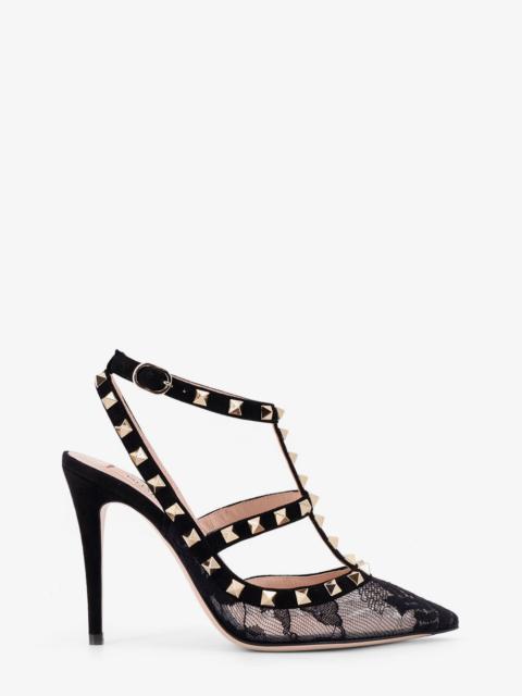 Valentino Rockstud Suede And Lace Pumps