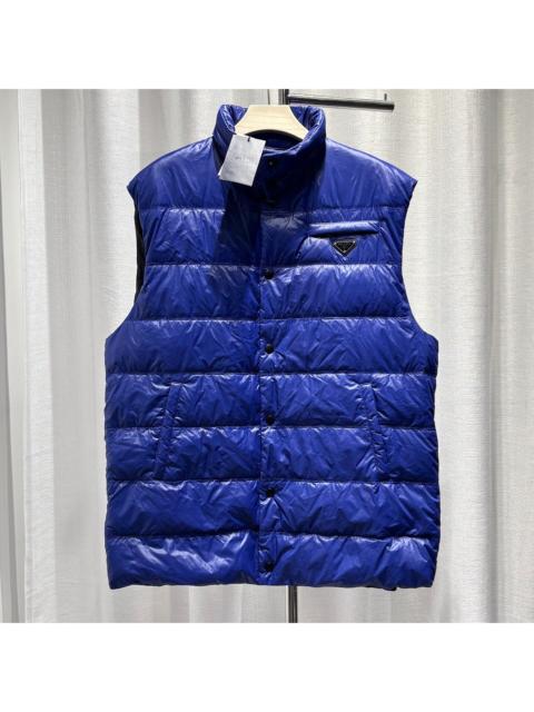 Prada Prada Down Jacket Sleeveless Metallic Triangle Logo Stand Collar Navy Vest