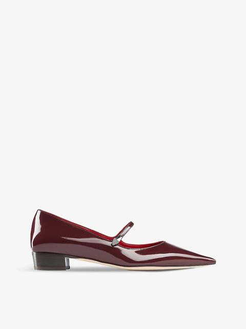 Carolyn pointed-toe flat patent-leather pumps