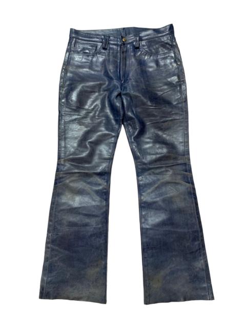 Hysteric Glamour Flare Leather Japanese Brand LDFS Tokyo Dirty Navy Pants