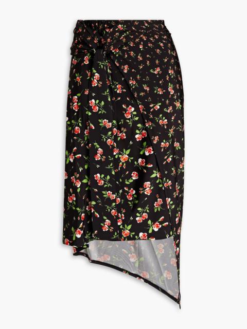 rabanne Wrap-effect floral-print stretch-jersey skirt