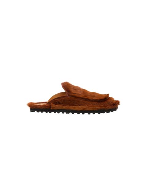 Dries Van Noten FUR SLIDES (BROWN)