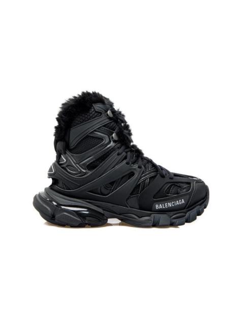 BALENCIAGA Balenciaga Men's Black/Black Track Hike Faux Fur-lined Sneakers