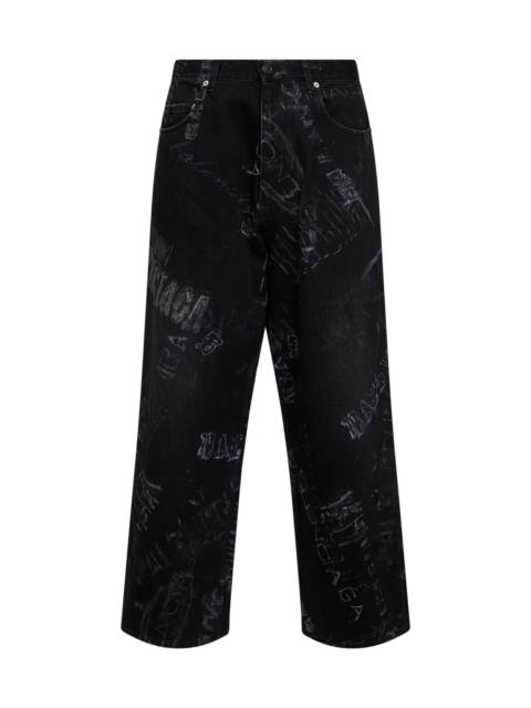 BALENCIAGA Balenciaga Men Black Fade Out Washed Crayon Allover Denim Minimal Baggy Jeans
