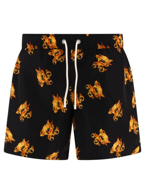 Palm Angels "Burning Monogram" Swim Shorts