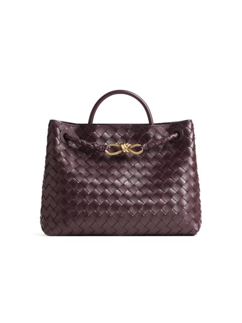 Bottega Veneta Medium Andiamo Intrecciato Leather Tote Bag burgundy