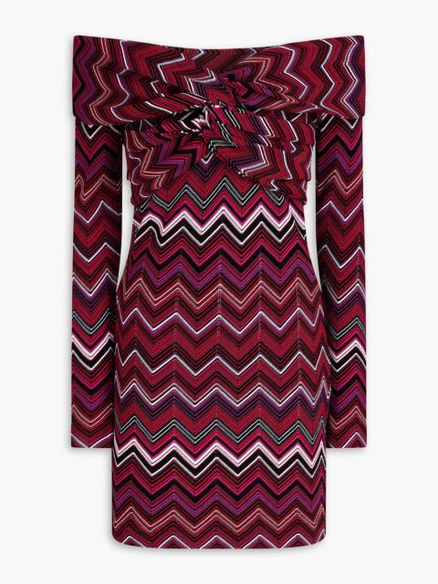 Missoni Off-the-shoulder twisted jacquard-knit mini dress