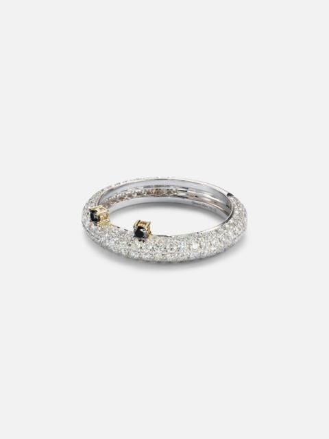 Yvonne Léon 9kt white gold ring with black diamonds and grey diamonds