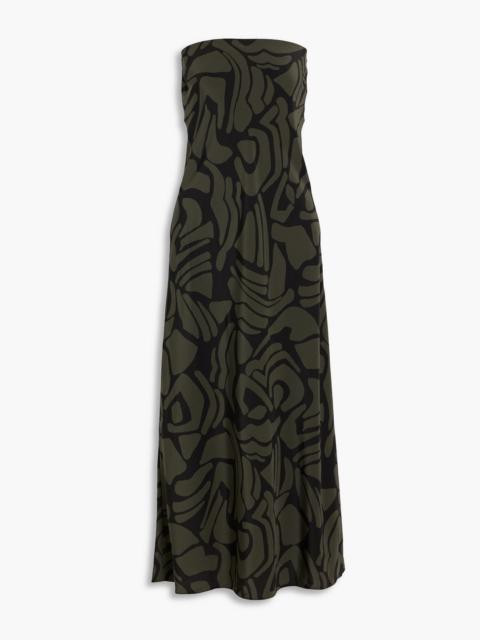 MATTEAU Strapless printed silk crepe de chine maxi dress