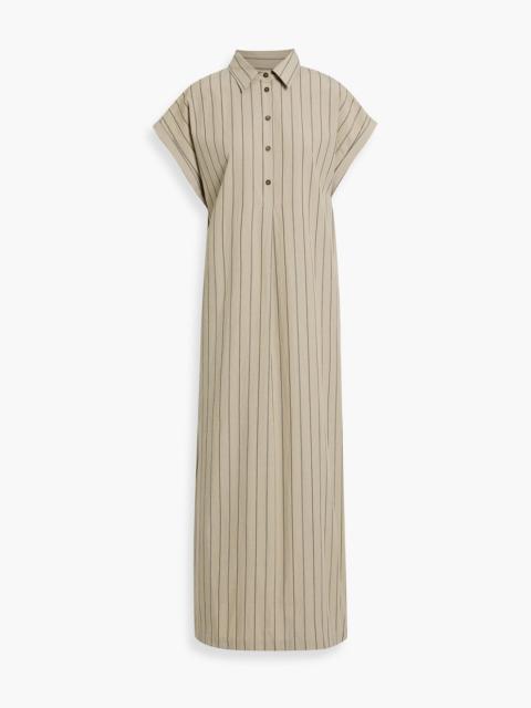 MATTEAU Striped cotton and linen-blend maxi shirt dress