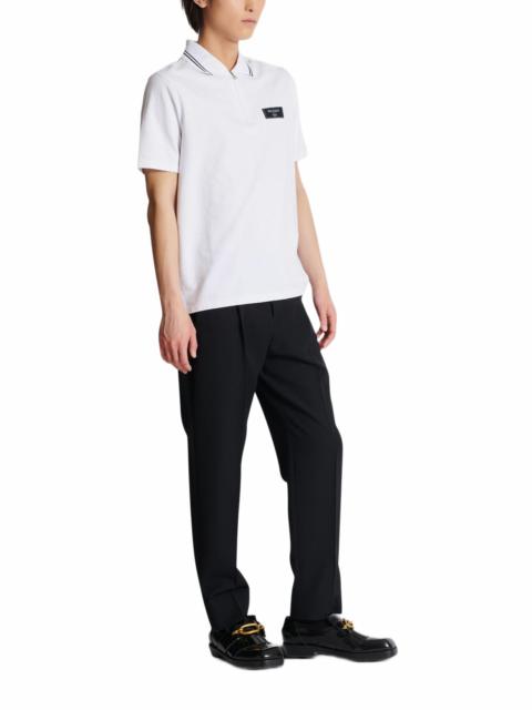 Balmain Monogrammed polo shirt with Balmain Couture label in White at Nordstrom