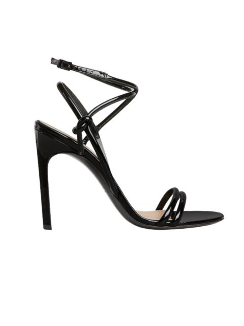 GUCCI Black Strappy Patent Leather Sandals with Knot Detail