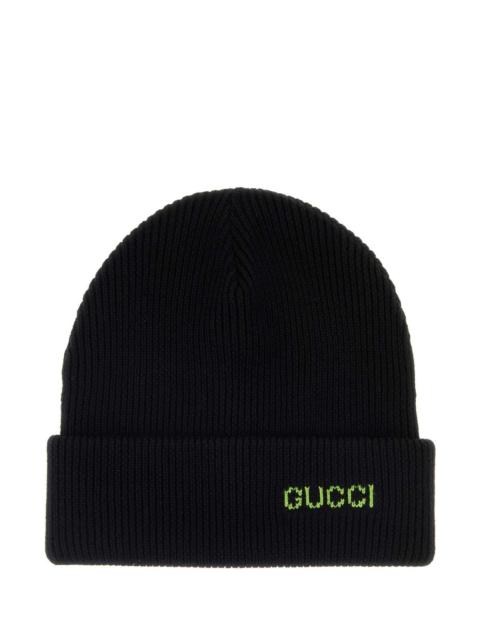 GUCCI Gucci Men Black Wool Beanie Hat