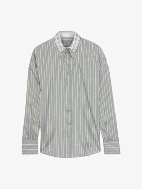 Brunello Cucinelli Striped silk crepe de chine shirt
