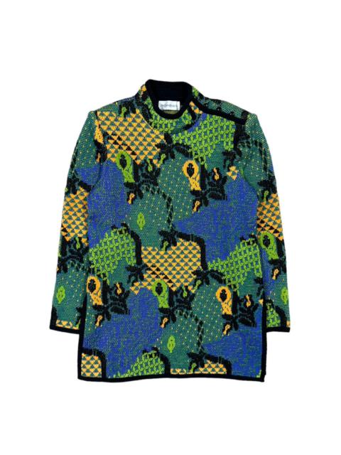 Other Designers Vintage - Vtg🔥YvesSaintLaurent Sweater Patterned All Over Print Knit