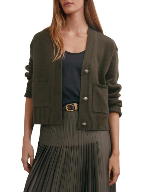 REISS Reiss Maya Wool & Cashmere Cardigan in Khaki Green at Nordstrom
