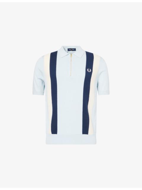 Fred Perry Logo Texture Cotton Knitted Polo Shirt