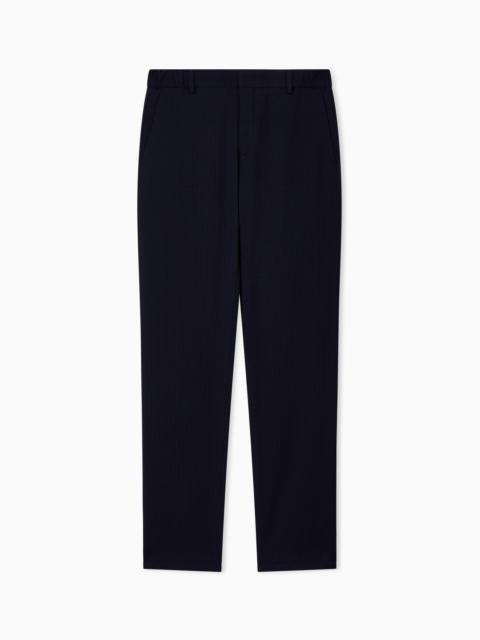 EMPORIO ARMANI 3D WAFFLE-EFFECT WOOL-JERSEY TROUSERS