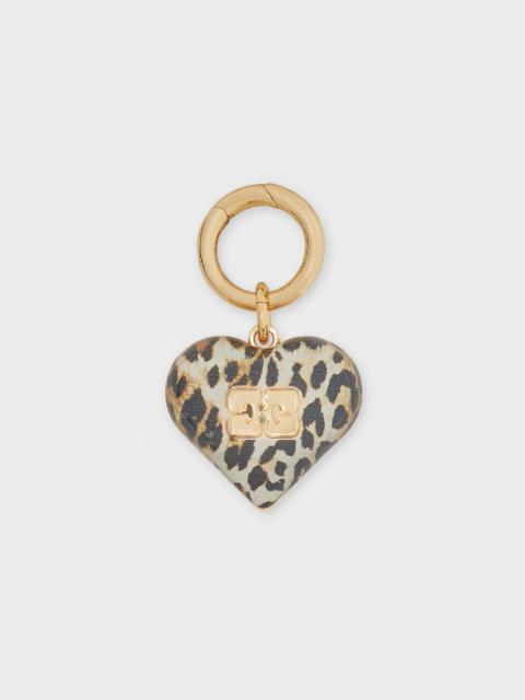 GANNI Charm Ganni Bou Heart Leopard ONESIZE